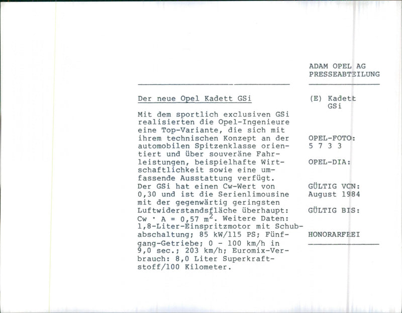 Opel Kadett GSi - Vintage Photograph