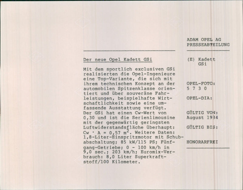 Opel Kadett GSi - Vintage Photograph