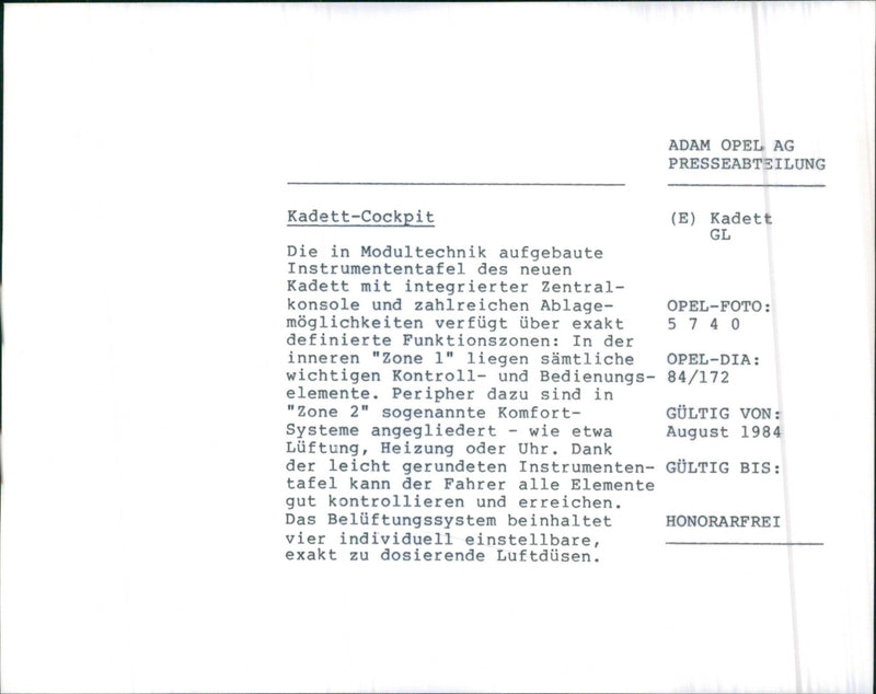 Opel Kadett cockpit - Vintage Photograph