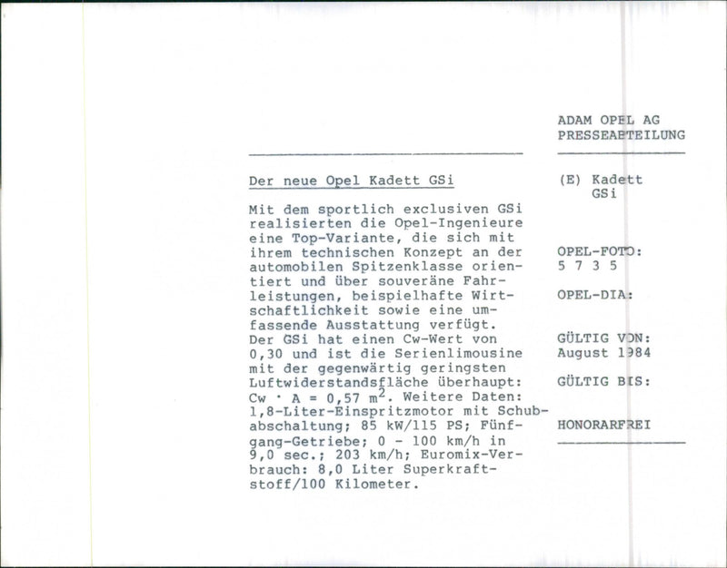 Opel Kadett GSi - Vintage Photograph