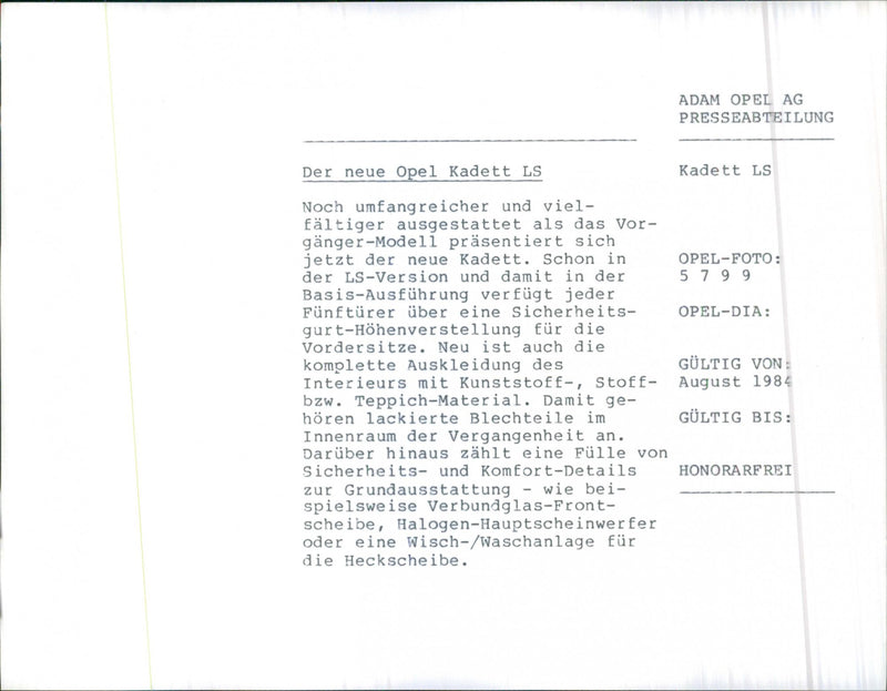 Opel Kadett LS - Vintage Photograph