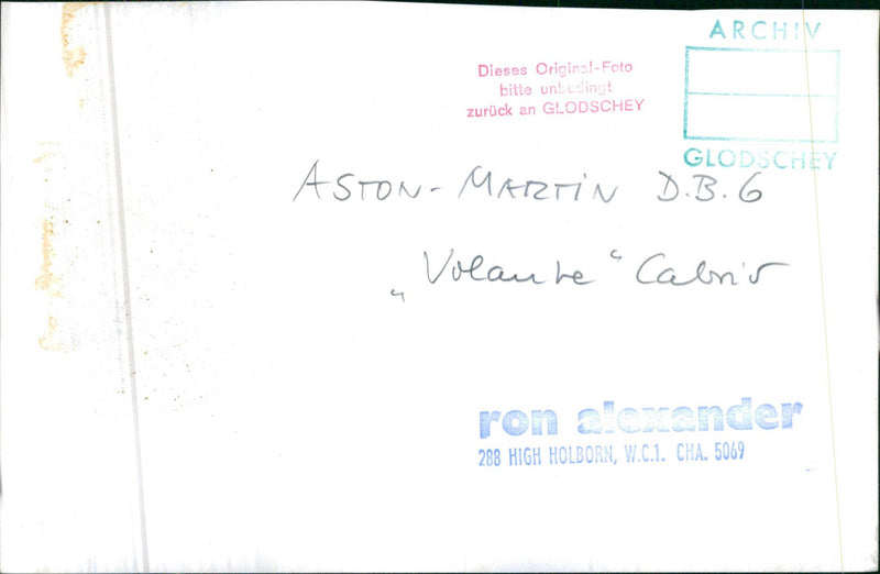 Aston Martin DB6 Volante - Vintage Photograph