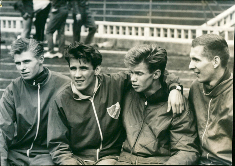Andra till vänster Bengt Persson och längst till höger Karl-Uno Olofsson - Vintage Photograph
