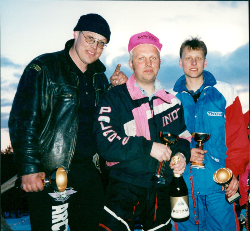 Mats Persson, Lennart Landström and Johan Strandberg - scooter - Vintage Photograph