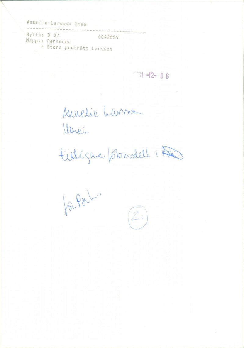 Annelie Larsson, tidigare fotomodell - Vintage Photograph