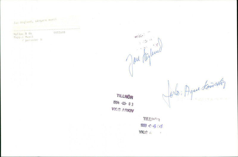 Jan Höglund singer music. - Vintage Photograph