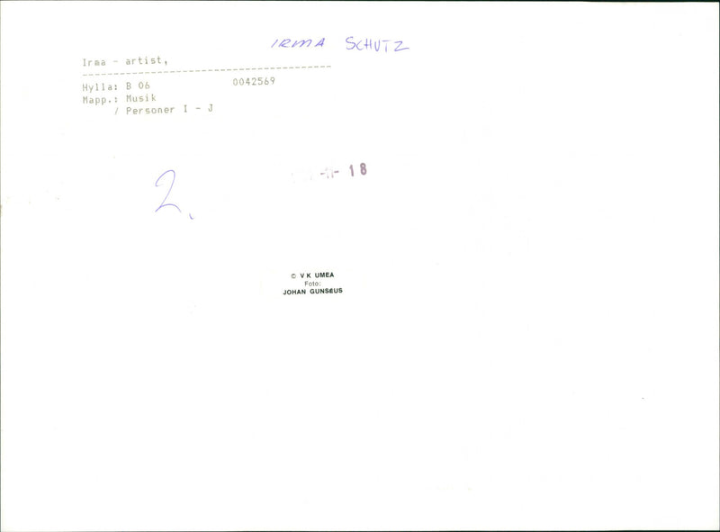 MUSIC PERSONS SCHUTZ PEOPLE OVK ARTIST IRMA JOHAN GUNSEUS UMEA - Vintage Photograph