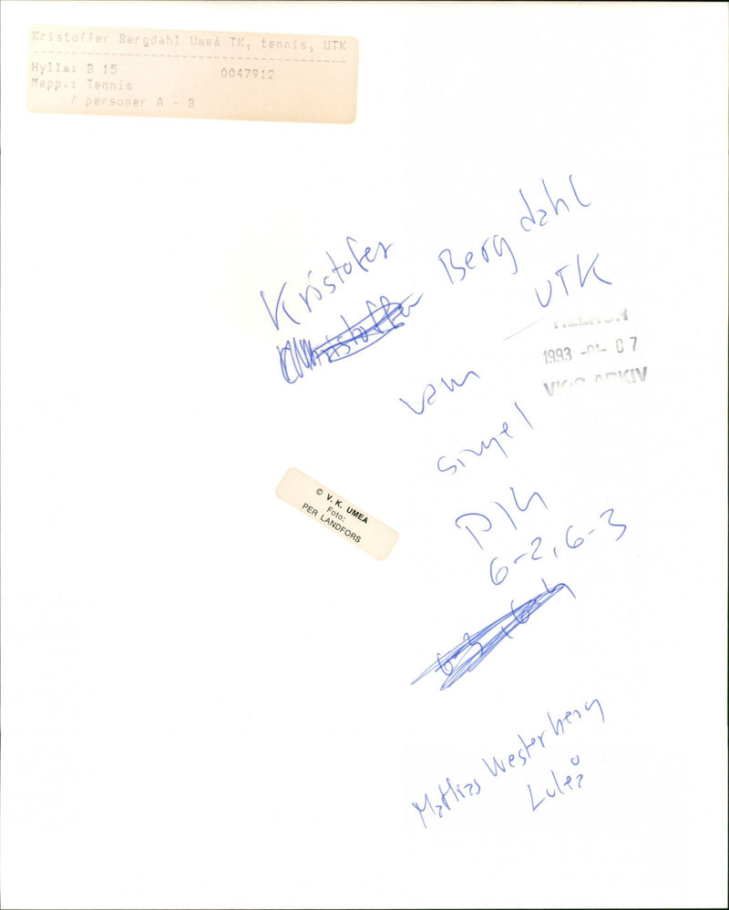 Kristofer Bergdahl, Umeå TK, Mattias Westerberg, Luleå - Vintage Photograph