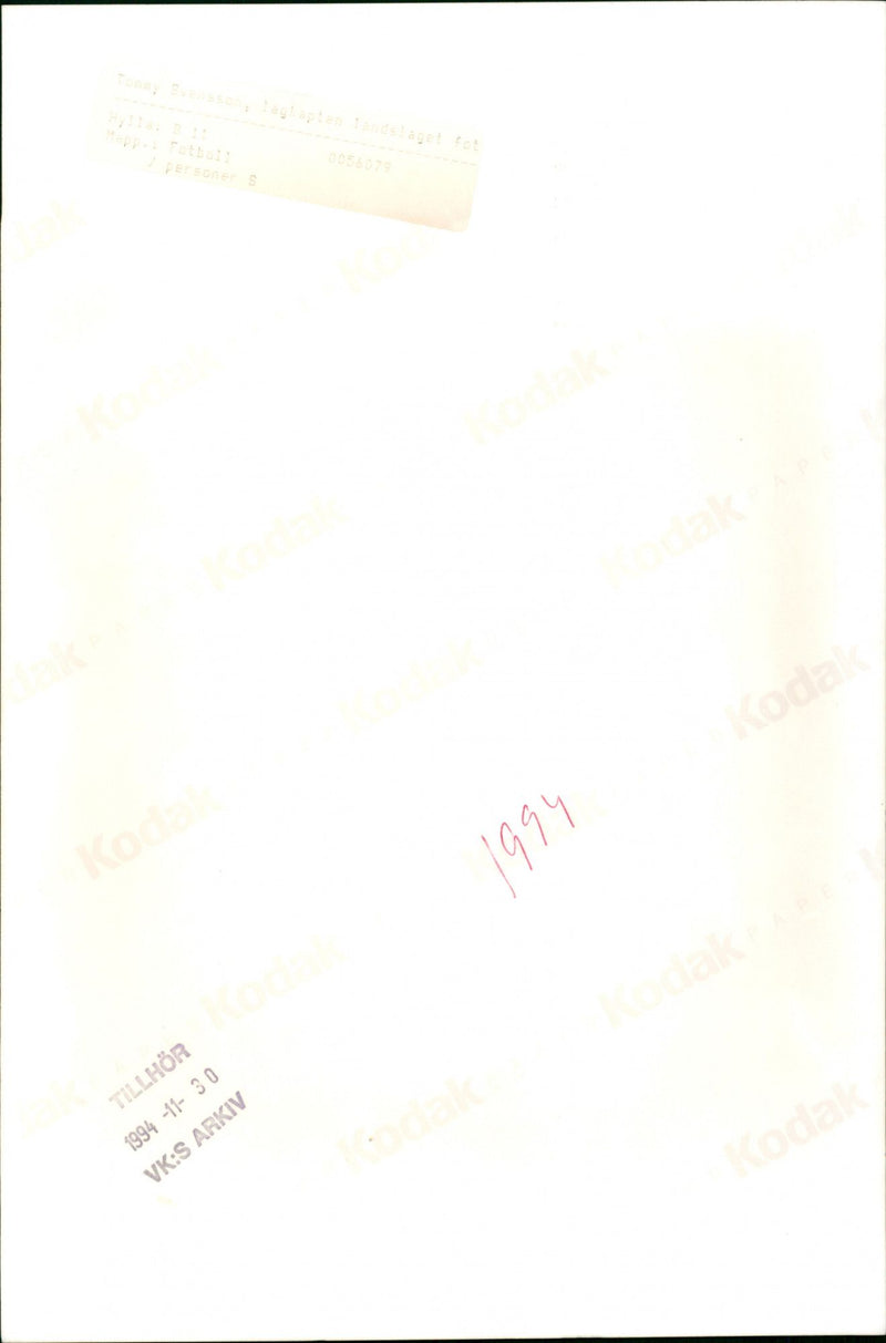 1994 FOOTBALL PERSONS ARCHIVE ACCESSION KODAK CODE - Vintage Photograph