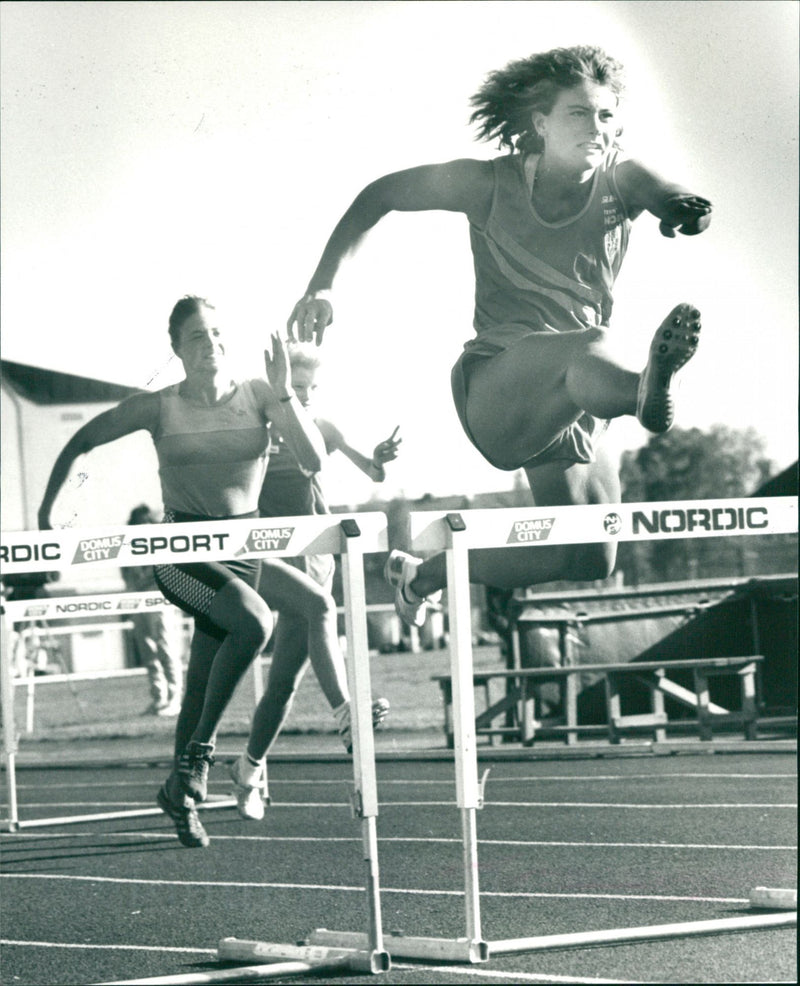 Anneli Johansson hurdle race - Vintage Photograph