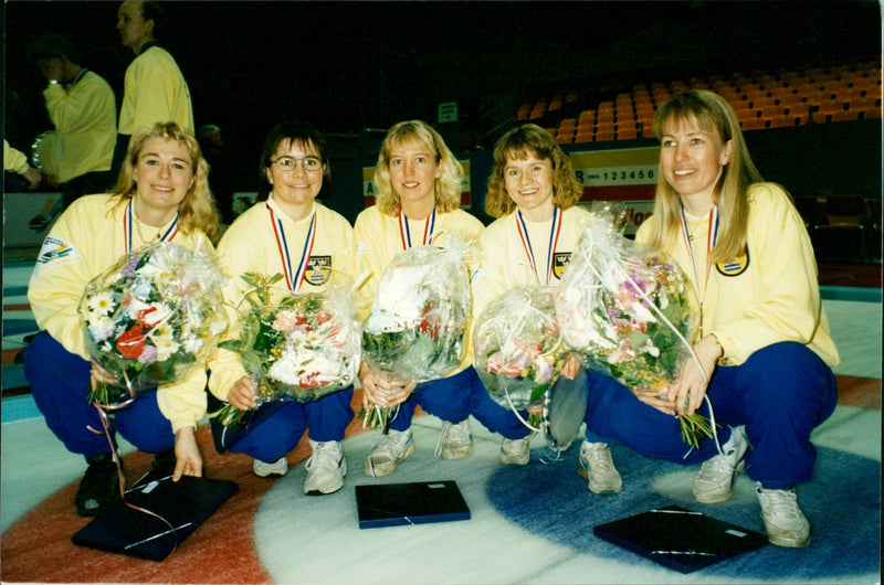 Curling team Elisabeth Johansson - Vintage Photograph