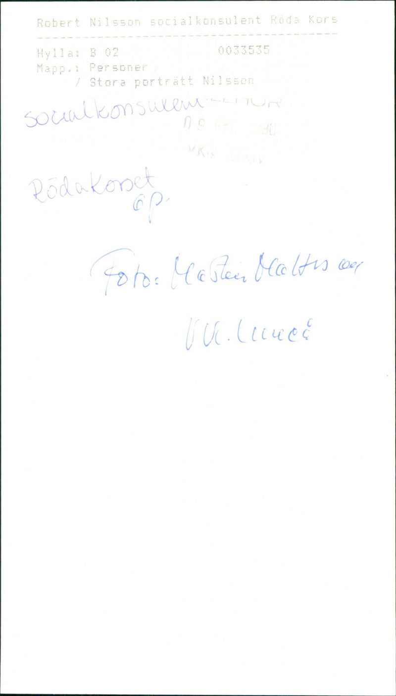 Robert Nilsson, socialkonsulent Röda Korset - Vintage Photograph