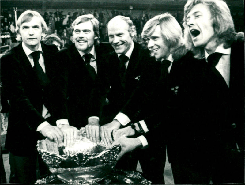 The Swedish Davis Cup team with Birger Andersson, Ove Bengtsson, Björn Borg and Lennart Bergelin - Vintage Photograph