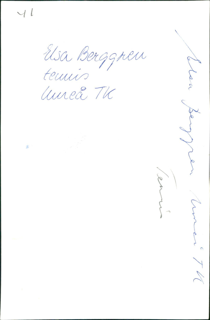 Elsa Berggren, tennis Umeå TK - Vintage Photograph