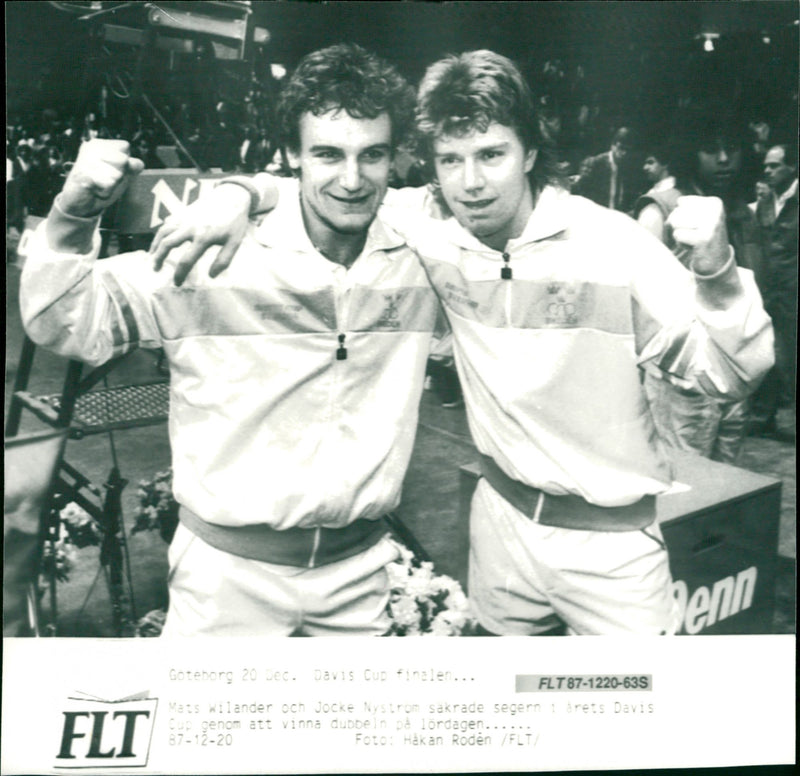 Mats Wilander and Joakim Nyström won the doubles in the Davis Cup final in 1987 - Vintage Photograph