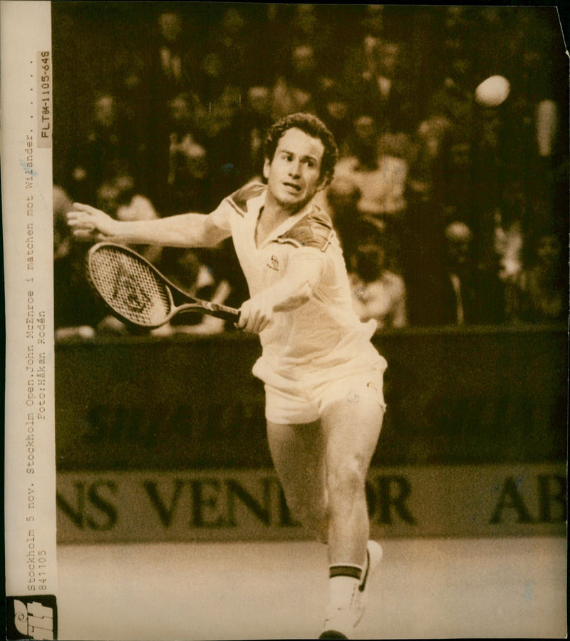 John McEnroe in the match against Wilander in the Stockholm Open - Vintage Photograph