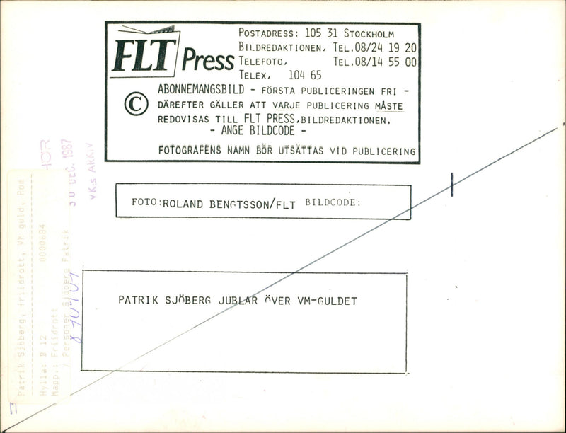 Patrik Sjöberg tar VM-guld i Rom 1987 - Vintage Photograph