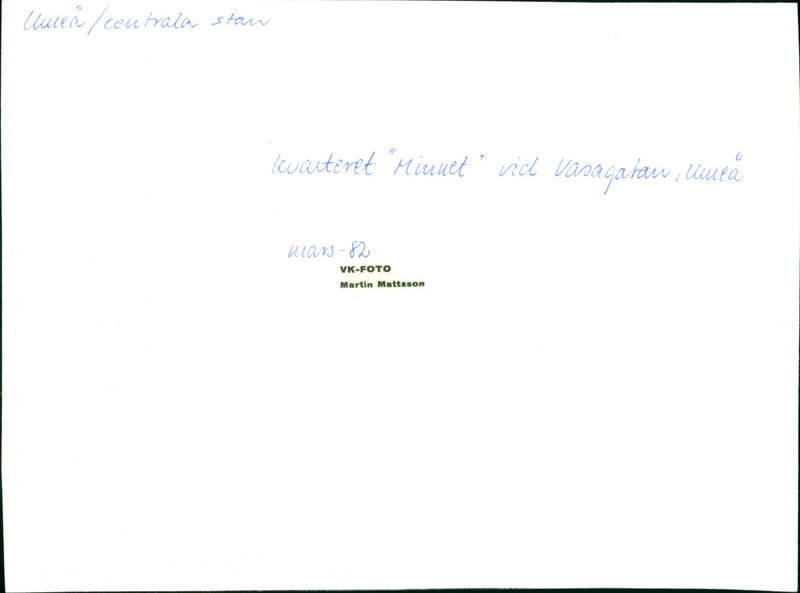 UMEA CENTER VASAGALAW MINUET CENTRAL TOWN MATTSSON LEVCUTERET PHOTO MARTIN - Vintage Photograph