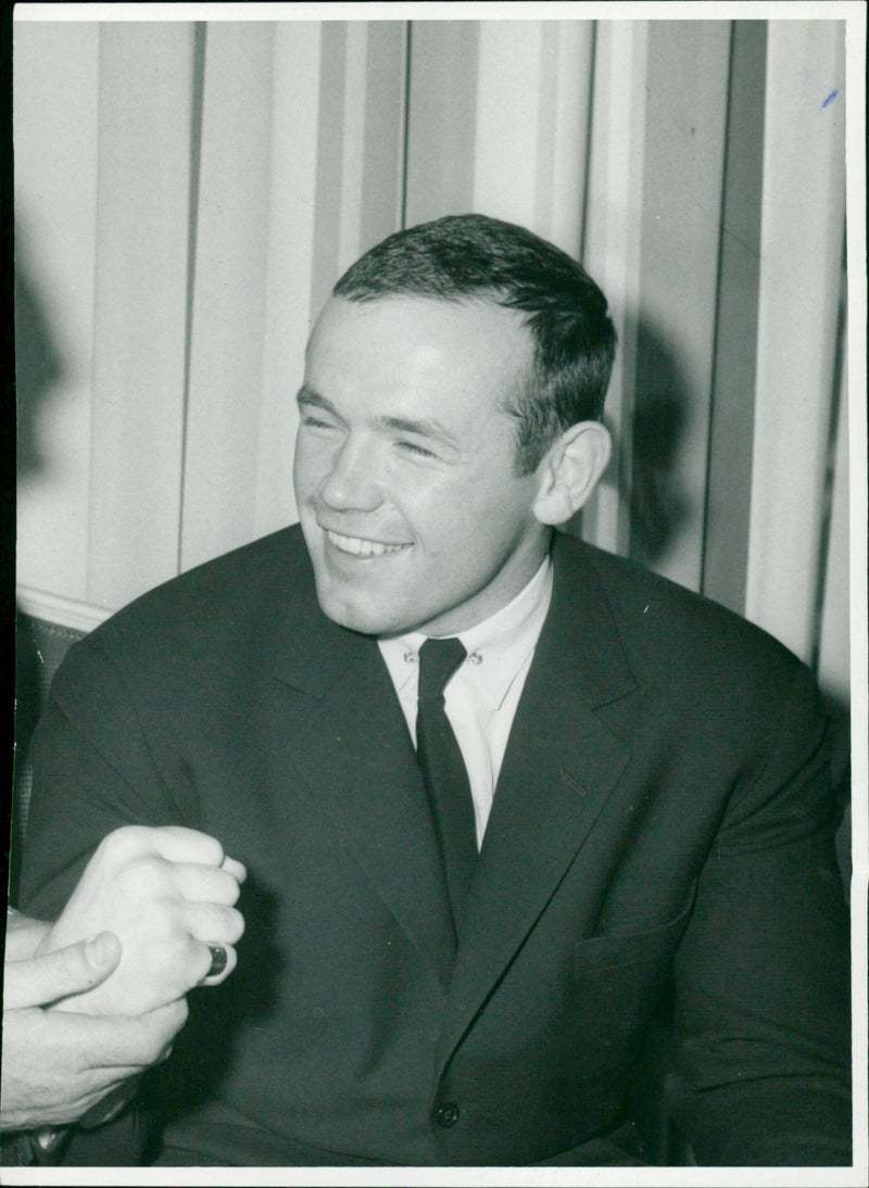 Ingemar Johansson on reception at the German press attaché where he met the German master boxer Max Schmeling - Vintage Photograph