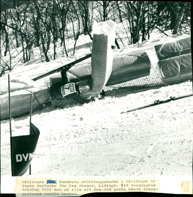 Eva Stener fell on Dundret's downhill slope in Gällivare - Vintage Photograph