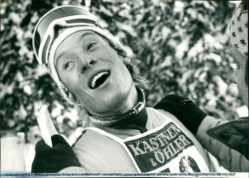 An overjoyed Ingvar Bergstedt in Schladming - Vintage Photograph