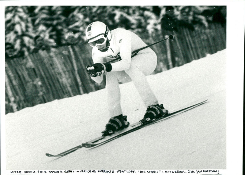 Erik Haaker in the world's most difficult downhill race "Die Streif" in Kitzbühel - Vintage Photograph