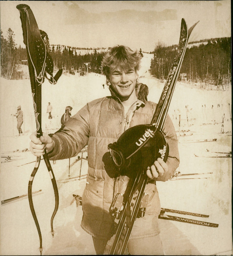 Mattias Axdahl, seger i JSM störtlopp 1984 - Vintage Photograph
