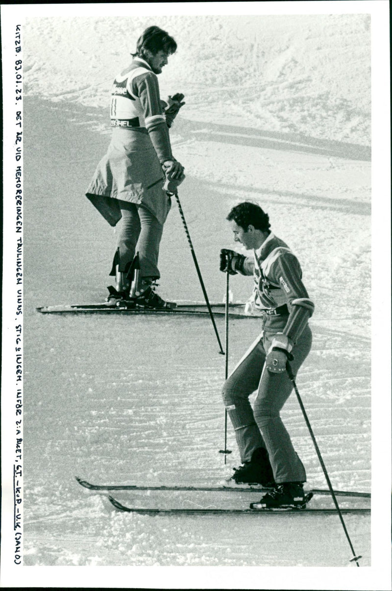 Stig Strand and Ingemar Stenmark for the 2nd ride in Kitzbühel - Vintage Photograph