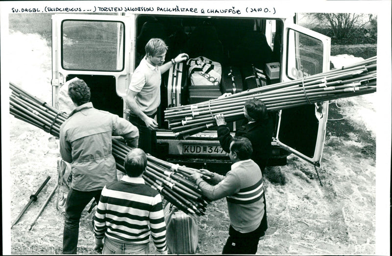 Ski Preparation. Torsten Jakobsson as pack master and driver - Vintage Photograph