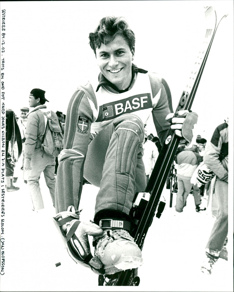 Jonas Nilsson got a 2nd place in the slalom in Sestriere - Vintage Photograph