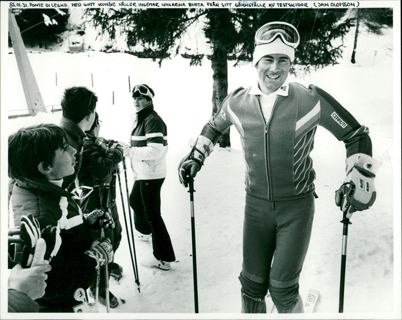 Ingemar Stenmark tests skiing in Ponte di Legno - Vintage Photograph