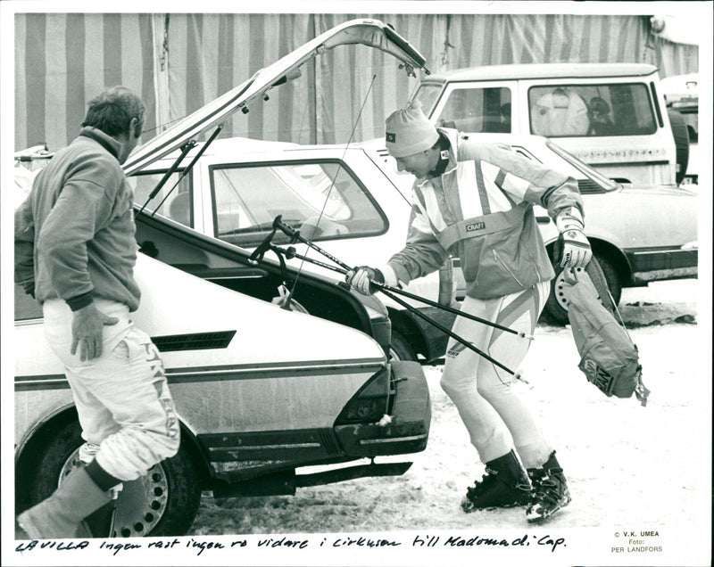 Ingemar Stenmark leaves La Villa en route to Madonna di Campiglio - Vintage Photograph