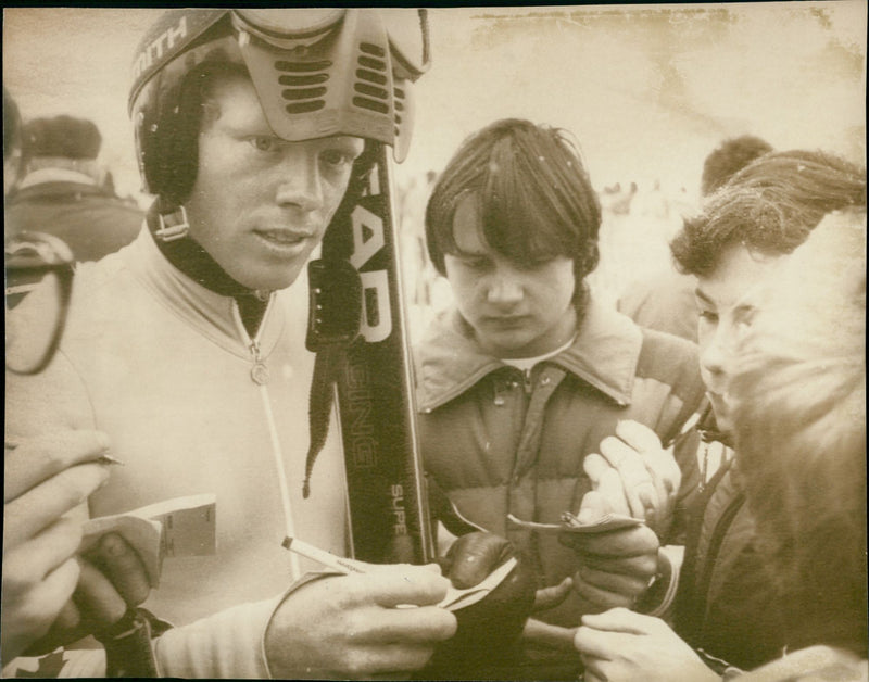 Tod Brooker writes autographs - Vintage Photograph