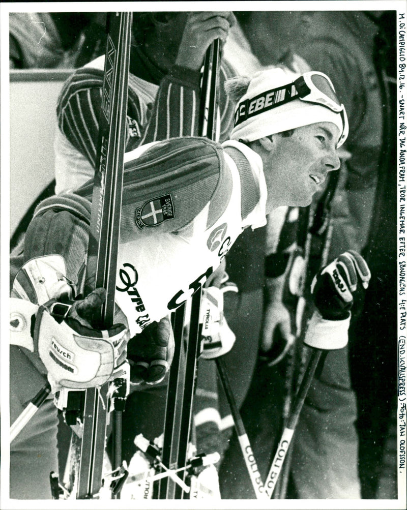 Ingemar Stenmark in 4th place in Madonna di Campiglio - Vintage Photograph