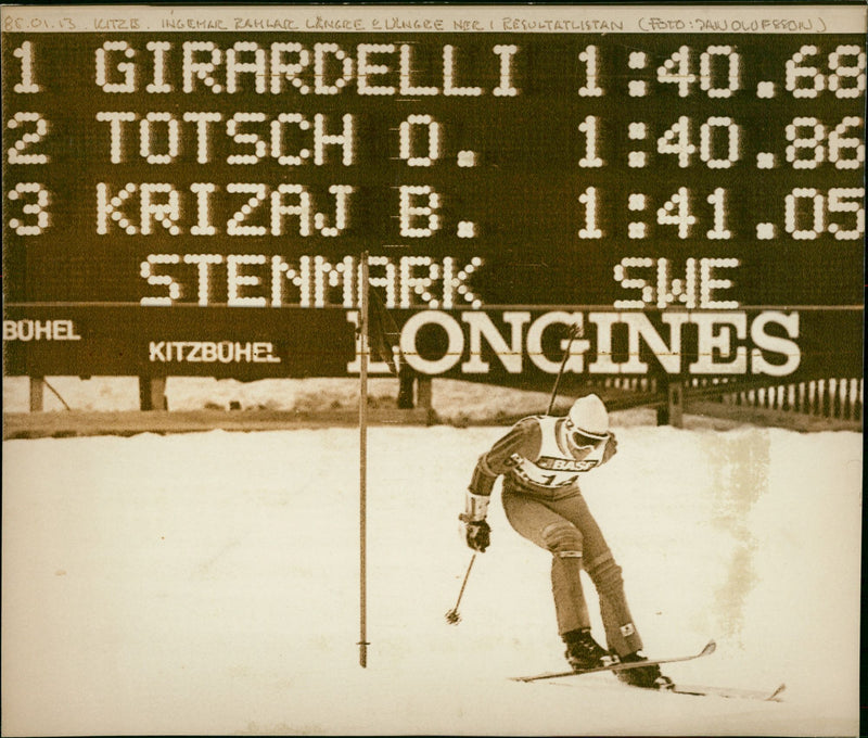 Ingemar Stenmark falls further and further down the results list - Vintage Photograph