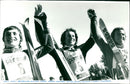Ingemar Stenmark on the podium with Klaus Heidegger and Phil Mahre - Vintage Photograph