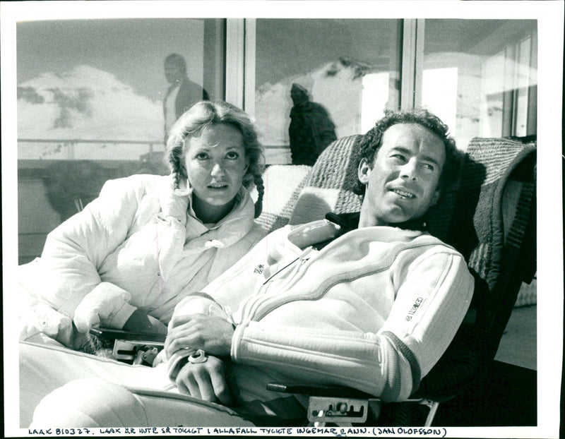 Ingemar Stenmark och Ann Uvhagen i Laax - Vintage Photograph