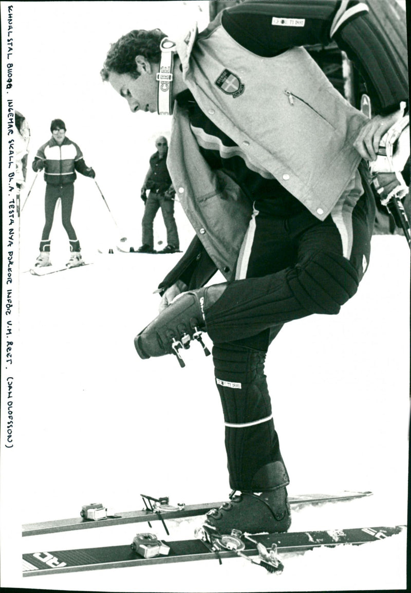 Ingemar Stenmark tests new boots during training camp in Schnalstal - Vintage Photograph