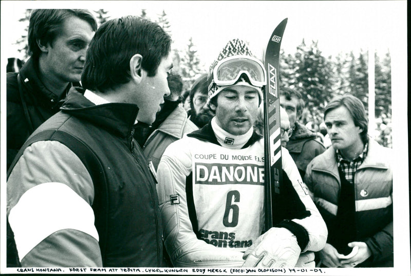 Eddy Merckx comforts Ingemar Stenmark in Crans-Montana - Vintage Photograph