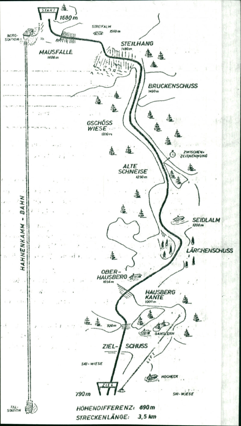 Location map Hahnenkammrennen - Vintage Photograph