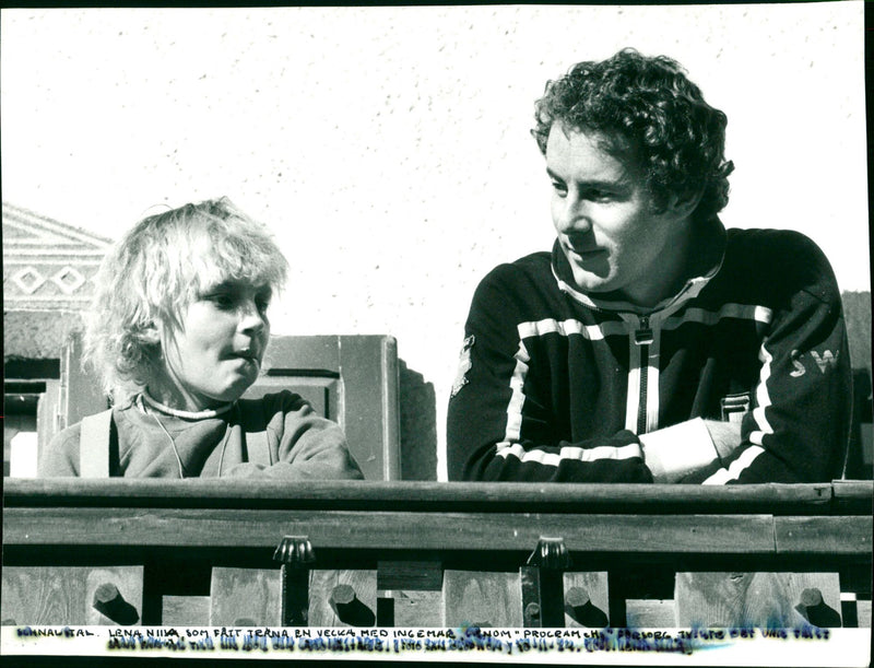 Ingemar Stenmark together with Lena Niisa who trained with Ingemar - Vintage Photograph