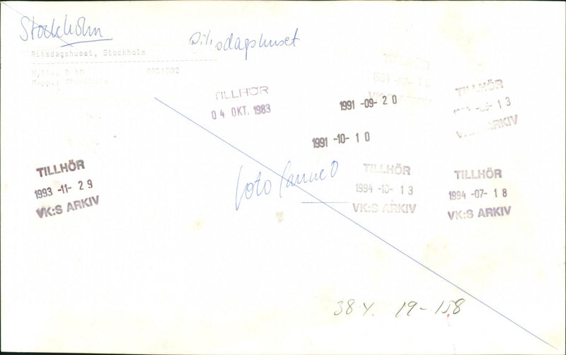 1991 STOCKHOLM FAENUED LOTO ARCHIVE PILLODAPLUSET BELONG TO OCT - Vintage Photograph