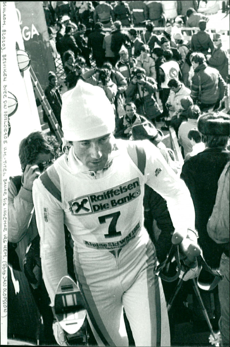 Ingemar Stenmark, disappointed with his lost World Cup title in Schladming - Vintage Photograph