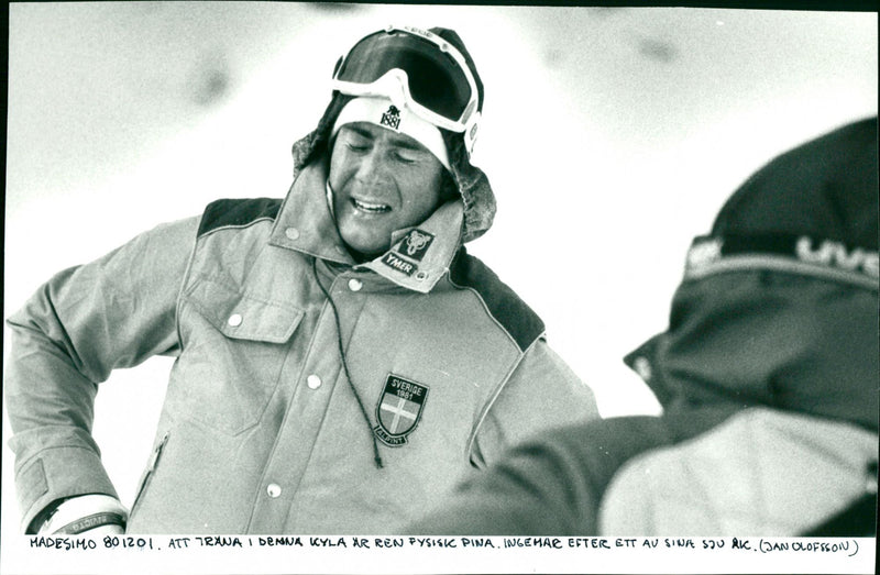 Ingemar Stenmark after training in a cold Madesimo - Vintage Photograph
