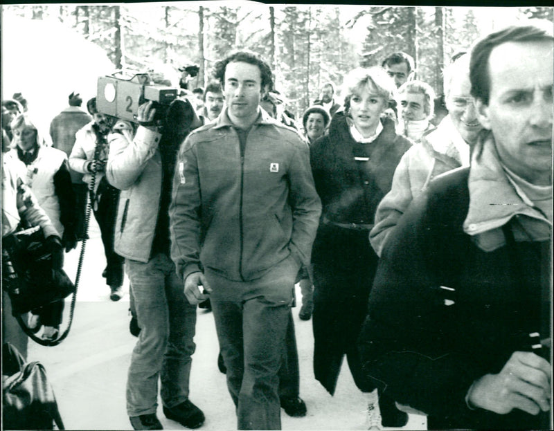 Ingemar Stenmark and Ann Uvhagen. Alpine World Cup in Schladming - Vintage Photograph