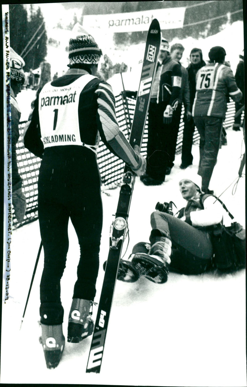 Ingemar Stenmark with fallen photographer - Vintage Photograph