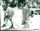 Leonhard Stock and Ingemar Stenmark during the downhill training in Schladming - Vintage Photograph
