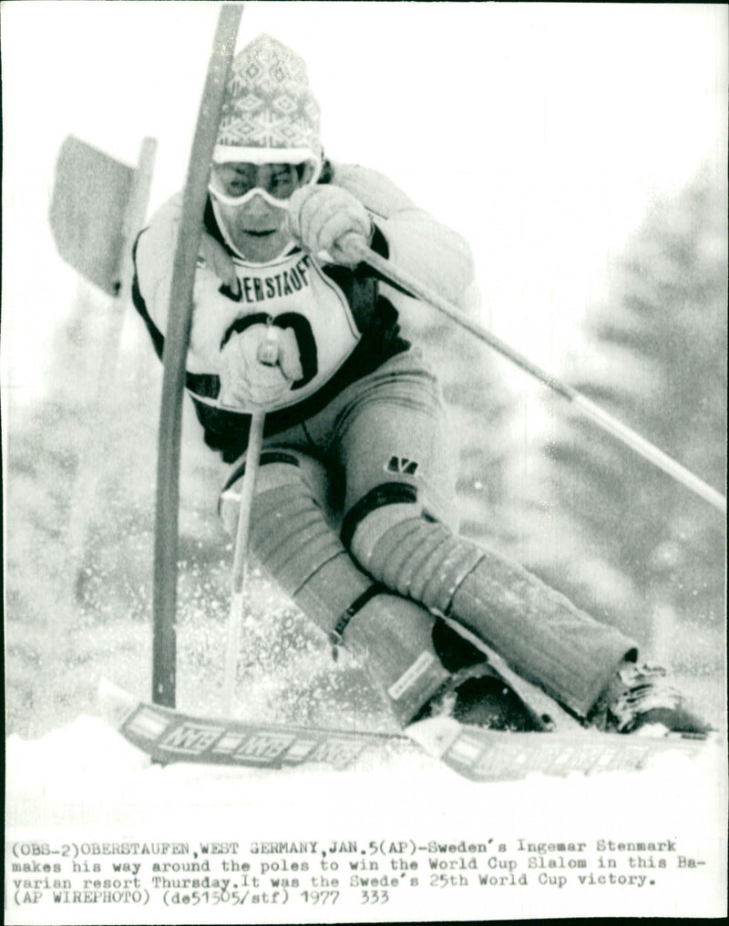 Ingemar Stenmark goes to victory in the slalom in the World Cup - Vintage Photograph