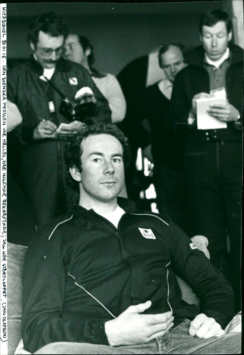Ingemar Stenmark at a press conference in Kitzbühel - Vintage Photograph