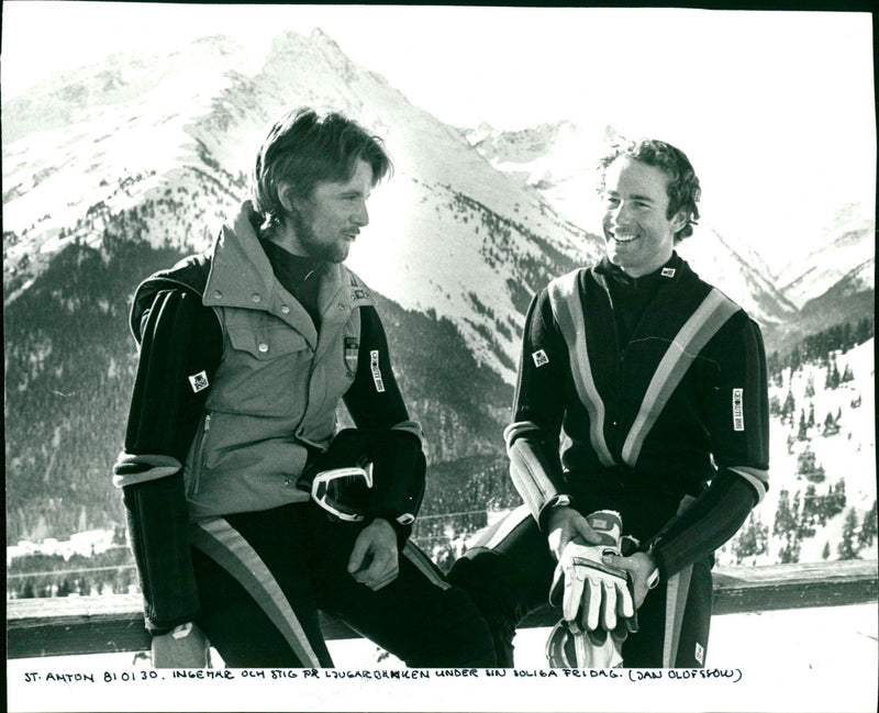 Stig Strand and Ingemar Stenmark in St. Anton - Vintage Photograph